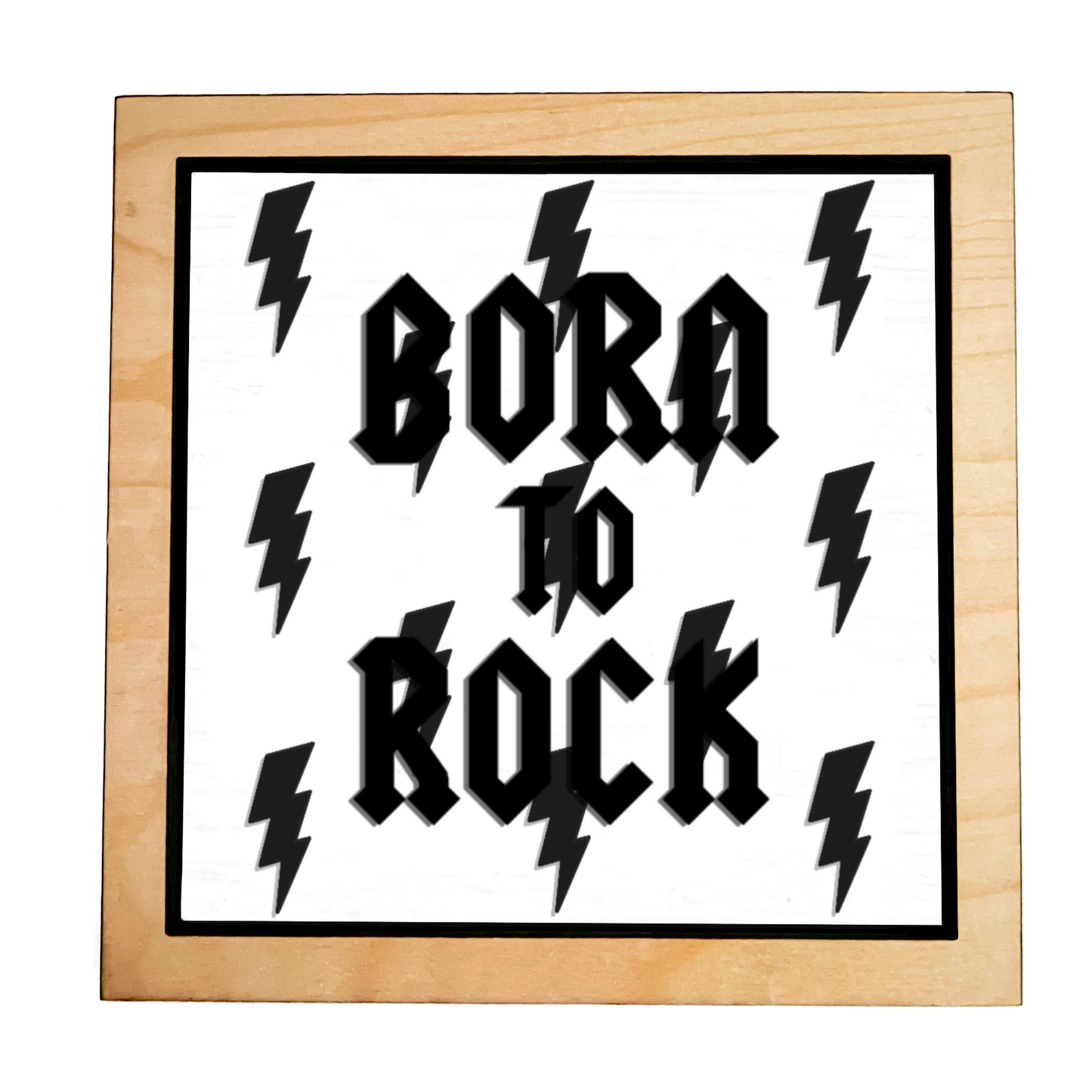 BORN TO ROCK Rock Bolt Layered Frame Sign