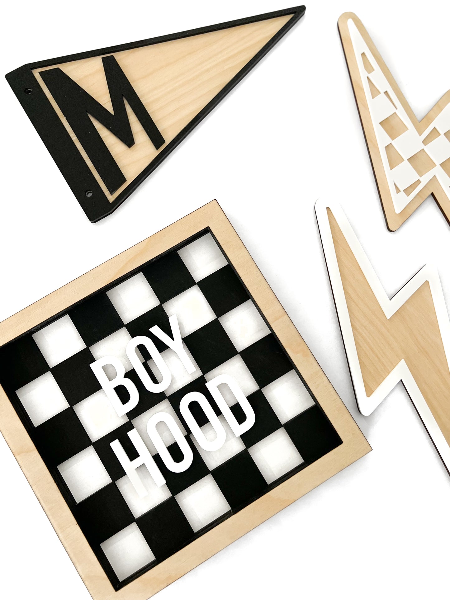 BOYHOOD Check Layered Frame Sign