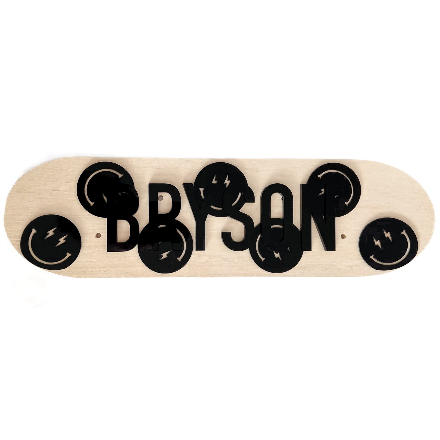 Bolt Smiley Personalized Mini Skateboard - Solid