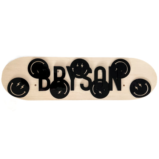 Bolt Smiley Personalized Mini Skateboard - Solid