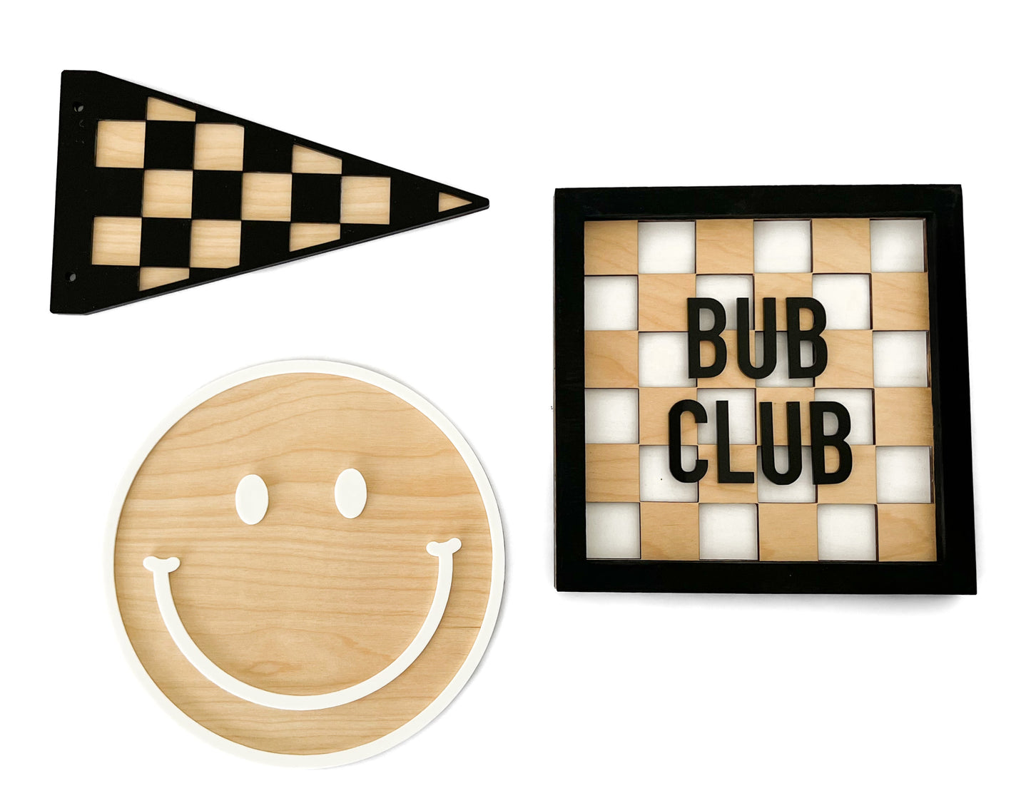 BUB CLUB Check Layered Frame Sign
