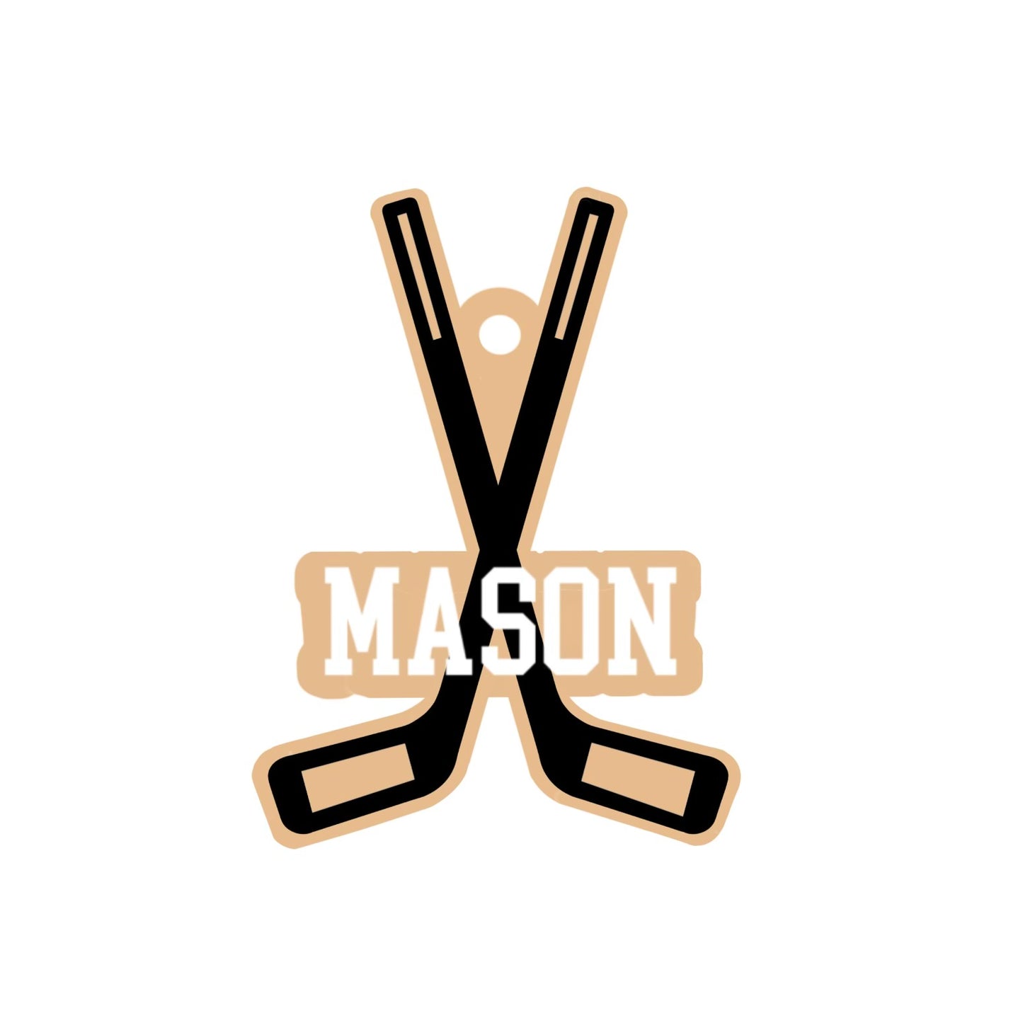 Personalized Hockey Sticks Keychain