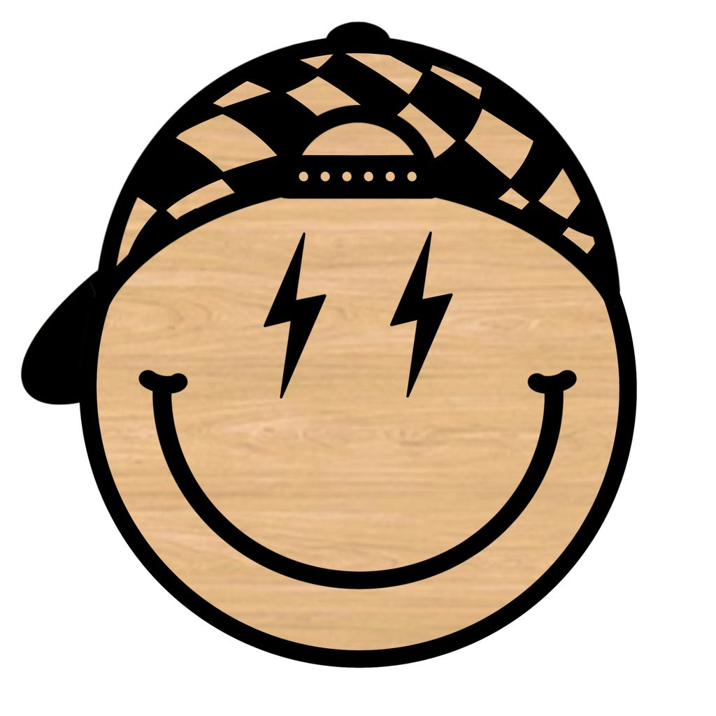 Wavy Check Snapback Bolt Smiley