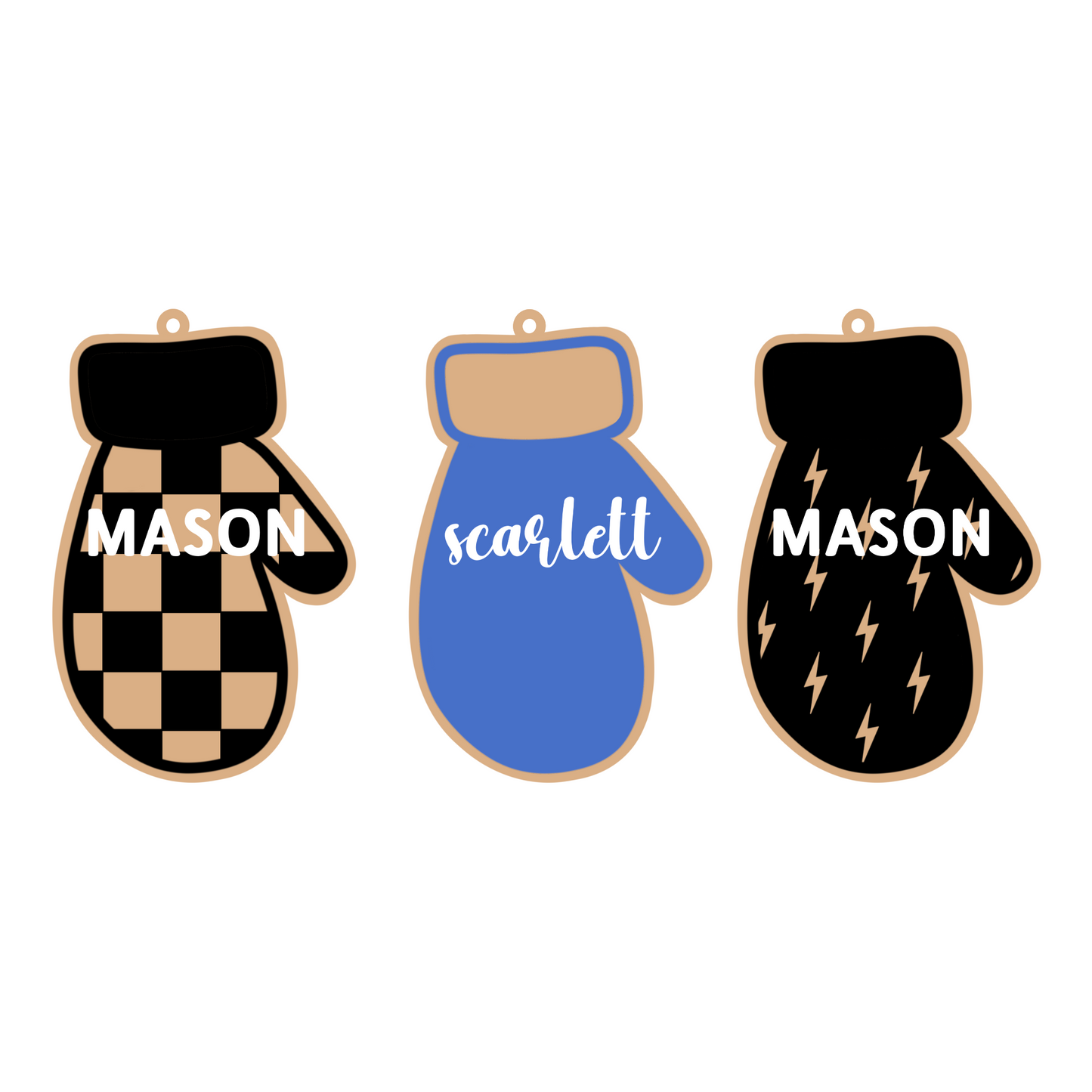 Personalized Bolts Mitten Magnet/Ornament/Tag