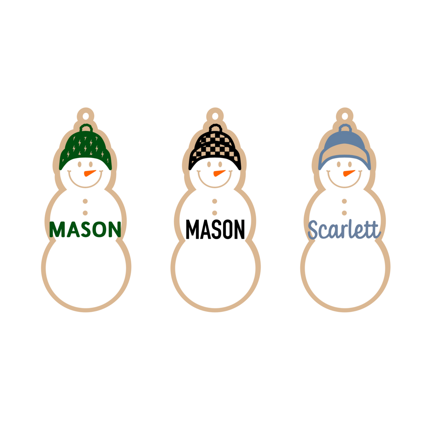 Personalized Beanie Snowman Magnet/Ornament/Tag