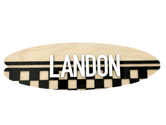 Striped Check Personalized Surfboard