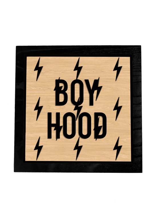 BOYHOOD Wood Bolt Layered Frame Sign