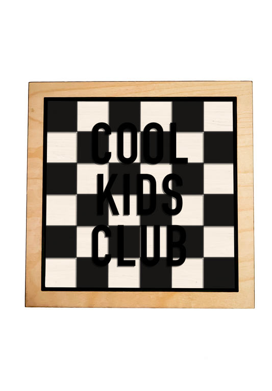 COOL KIDS CLUB Black Check Layered Frame Sign