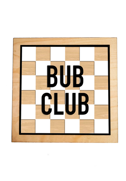 BUB CLUB Wood Check Layered Frame Sign