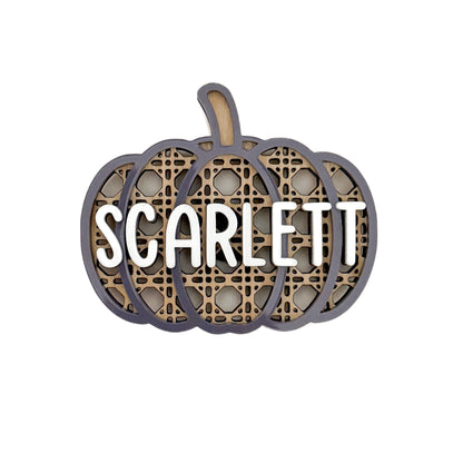 Personalized Rattan Pumpkin Magnet/Tag