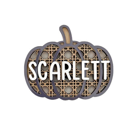 Personalized Rattan Pumpkin Magnet/Tag