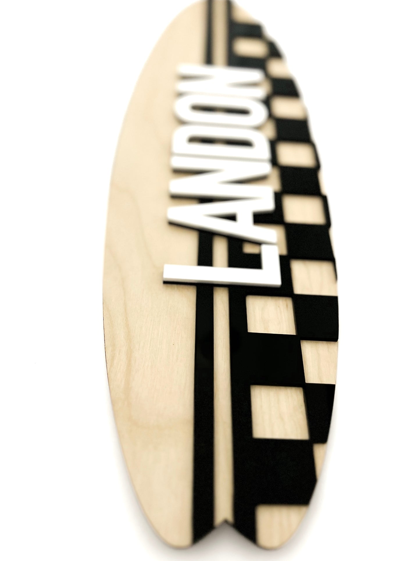 Striped Check Personalized Surfboard