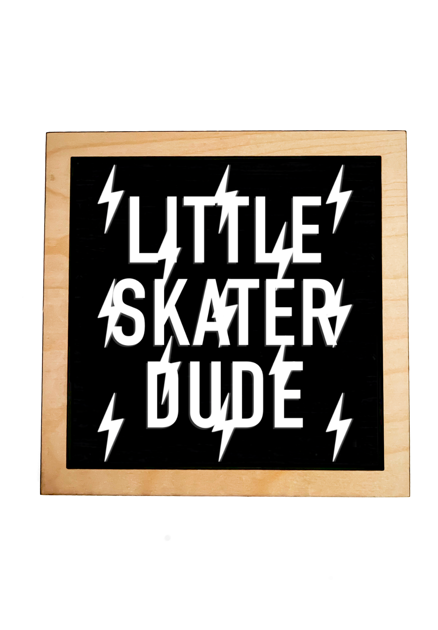 LITTLE SKATER DUDE Black Bolt Layered Frame Sign