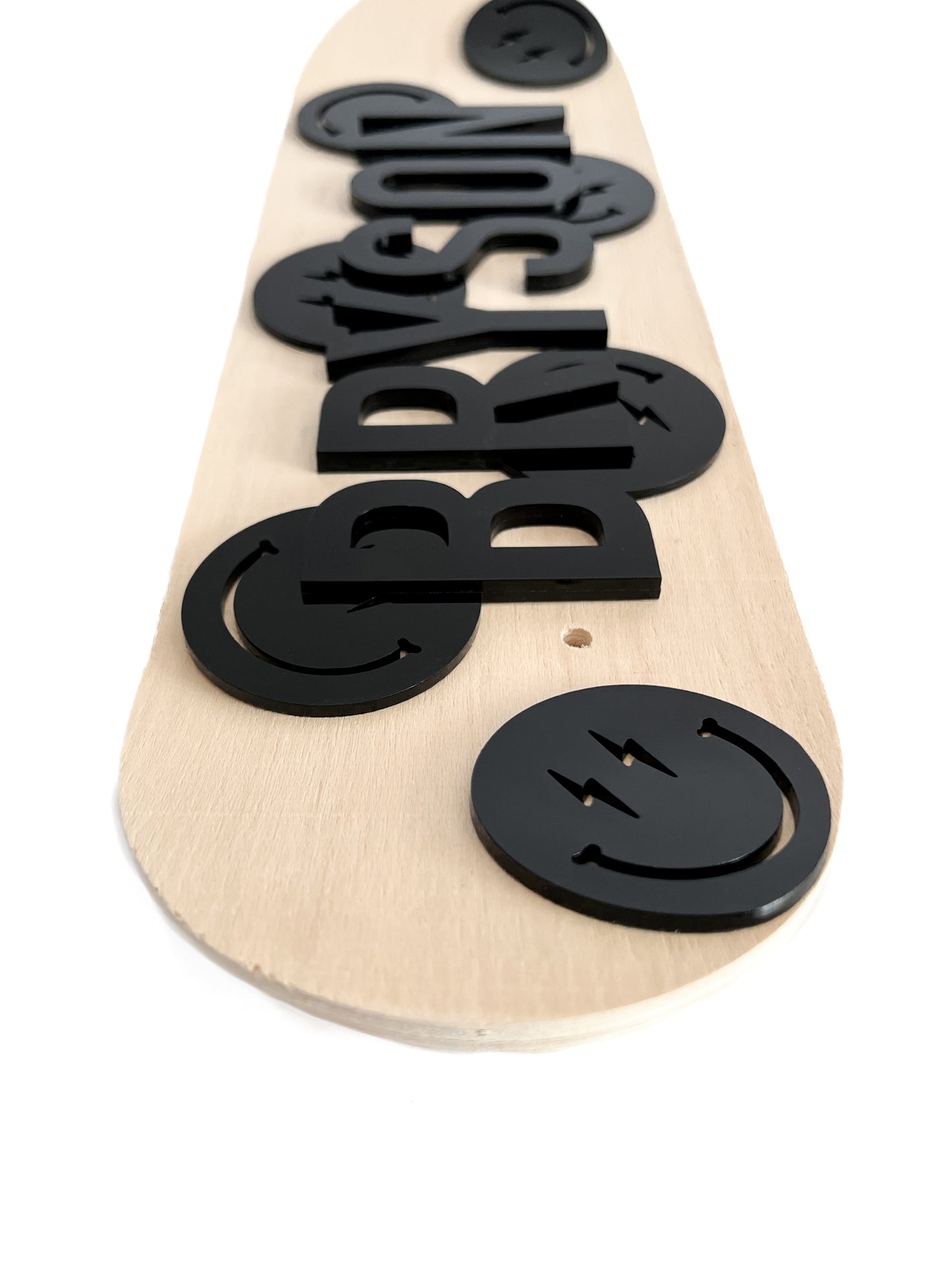 Bolt Smiley Personalized Mini Skateboard - Solid