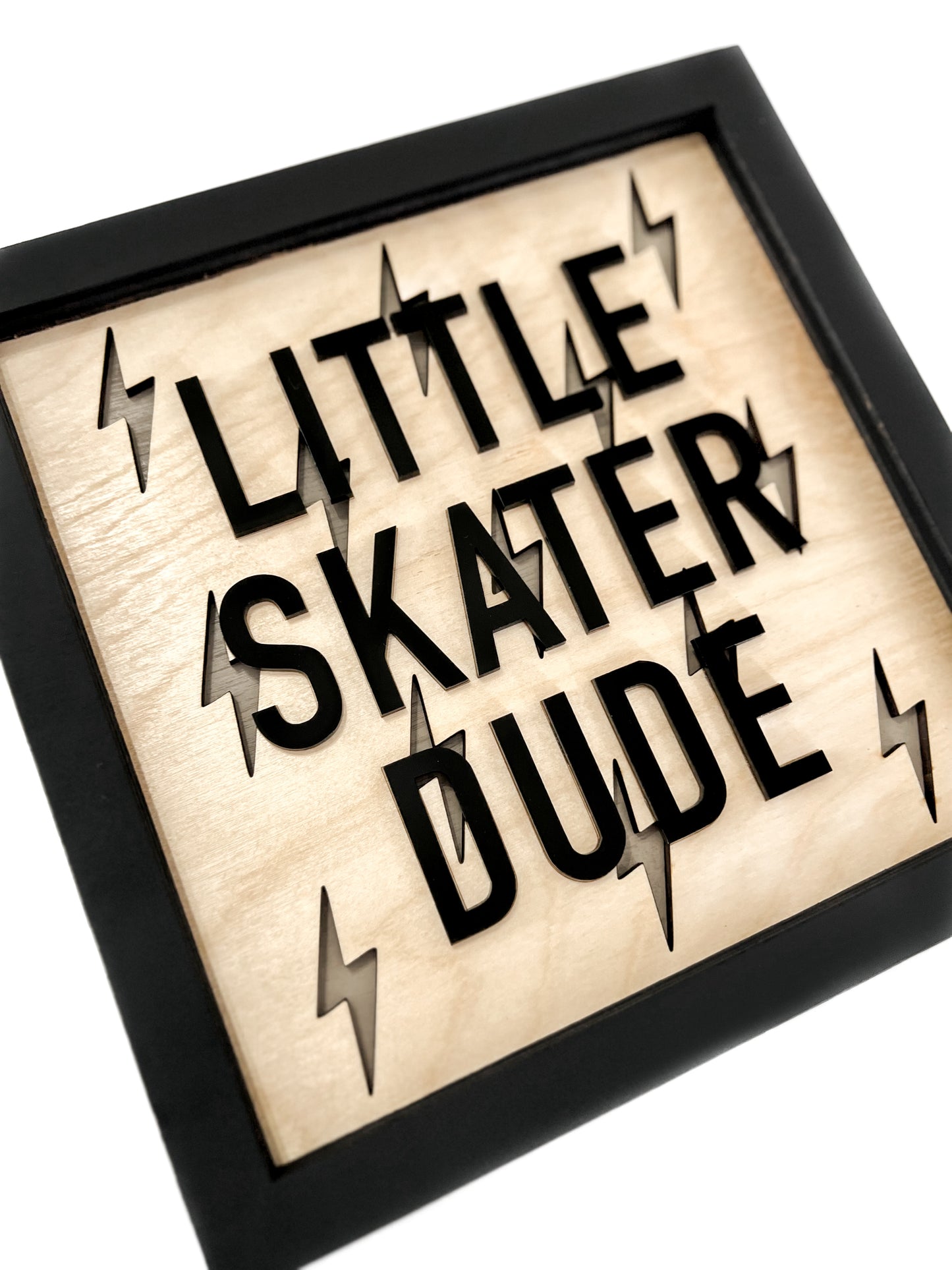 LITTLE SKATER DUDE Wood Bolt Layered Frame Sign