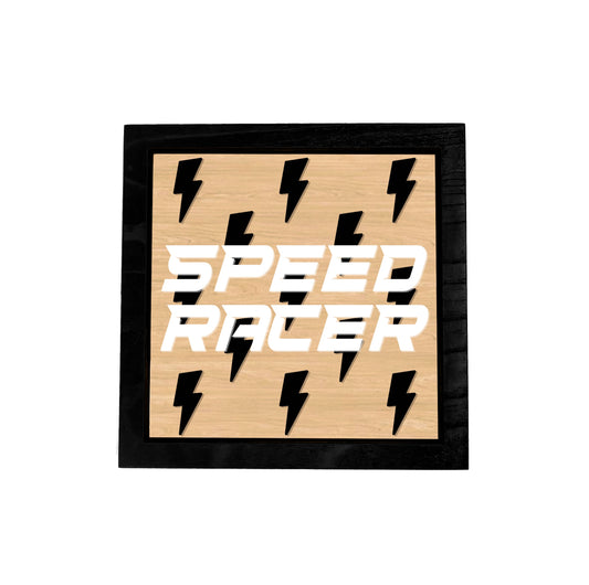 SPEED RACER Race Bolt Layered Frame Sign