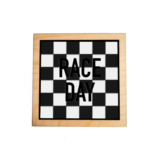 RACE DAY Check Layered Frame Sign