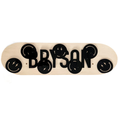 Bolt Smiley Personalized Mini Skateboard - Solid