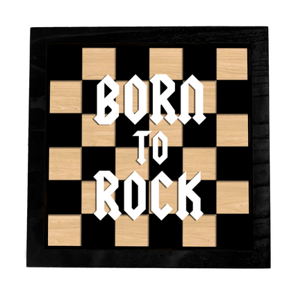 BORN TO ROCK Check Layered Frame Sign