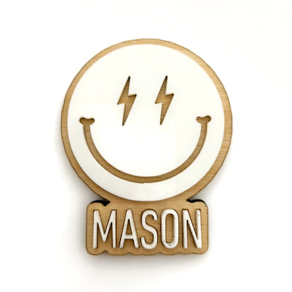 Personalized Bolt Smiley Magnet