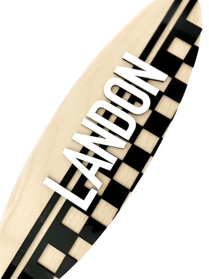 Striped Check Personalized Surfboard