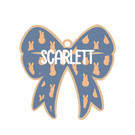 Personalized Solid Bunny Bow Magnet/Tag