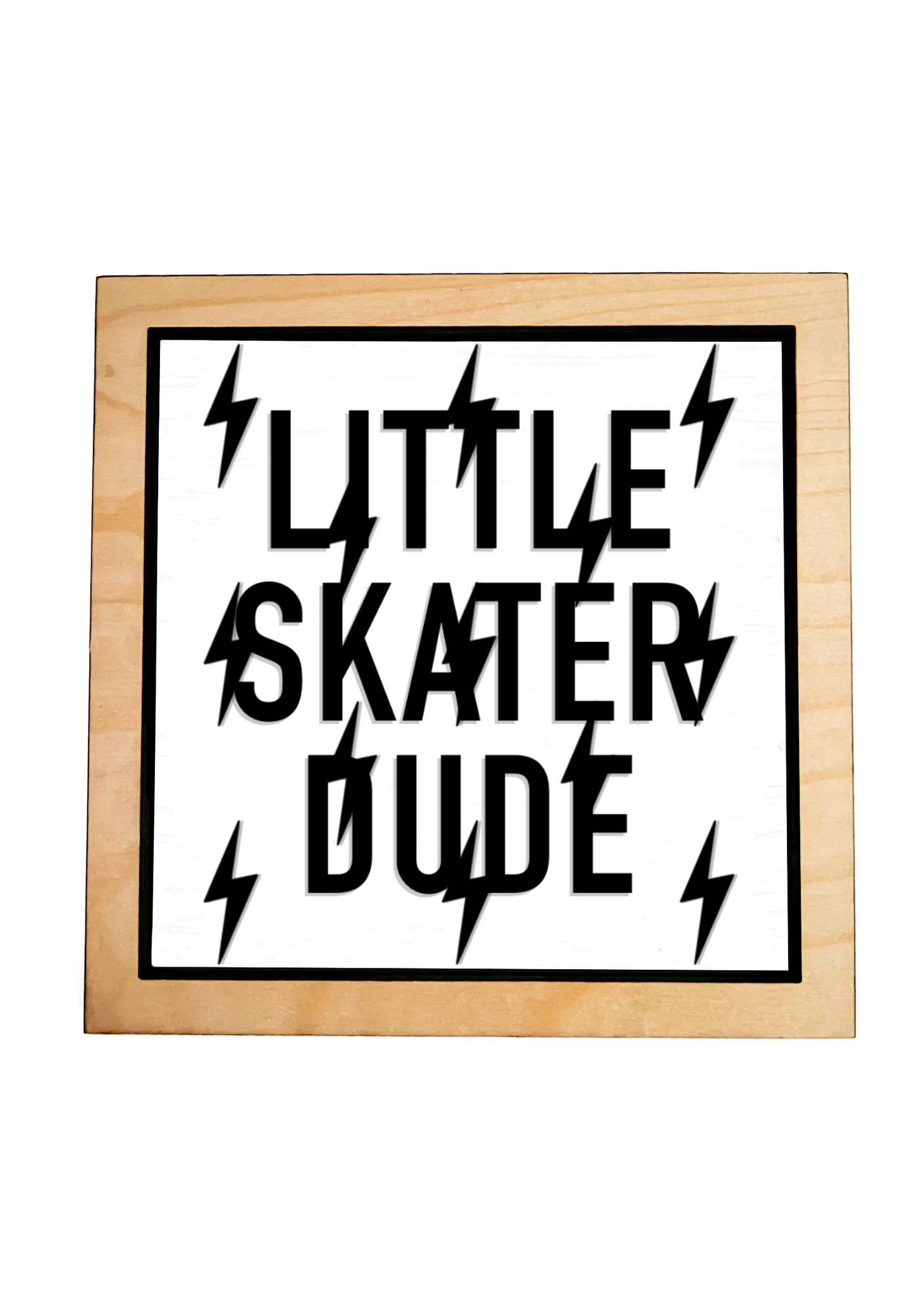 LITTLE SKATER DUDE White Bolt Layered Frame Sign