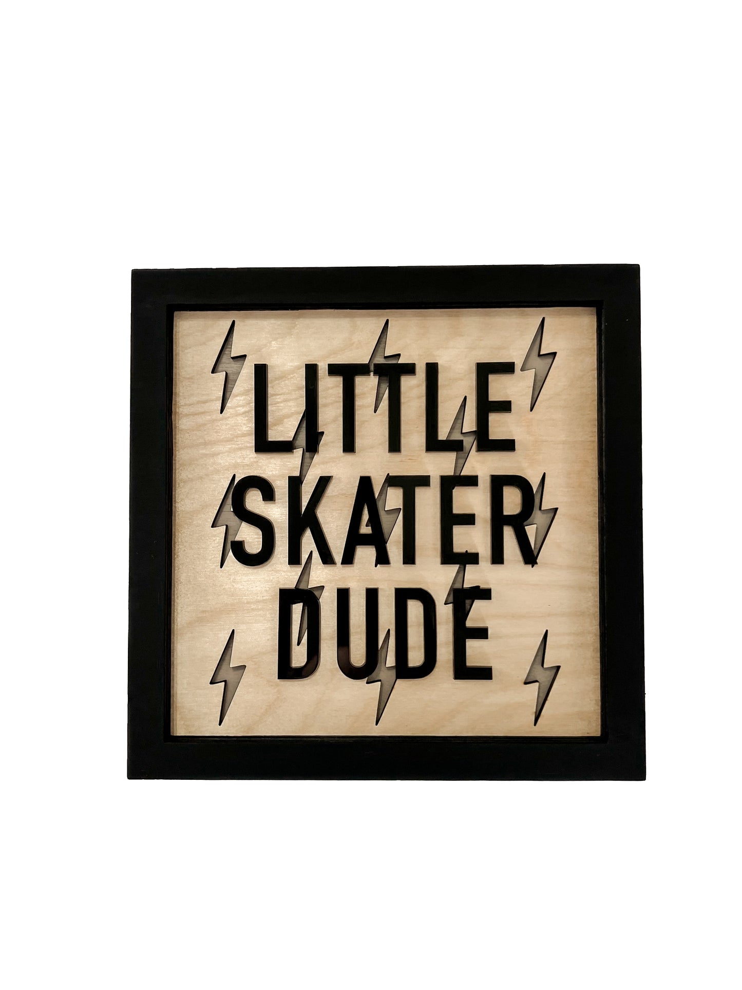 LITTLE SKATER DUDE Wood Bolt Layered Frame Sign