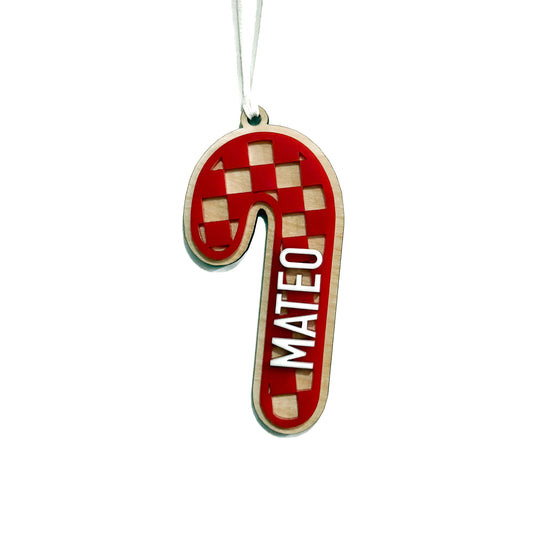Personalized Check Candy Cane Magnet/Ornament/Tag