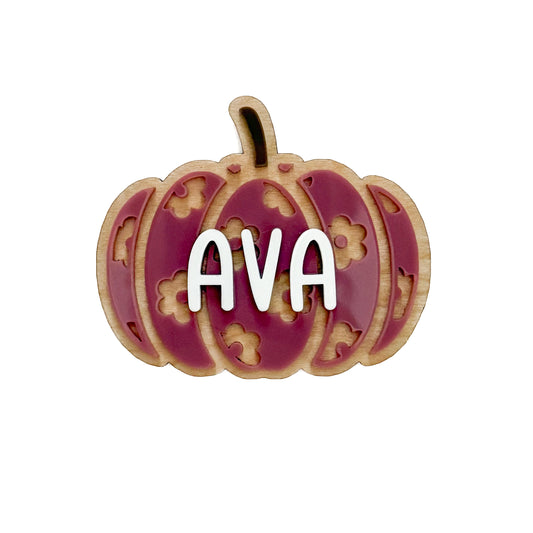 Personalized Daisy Pumpkin Magnet/Tag