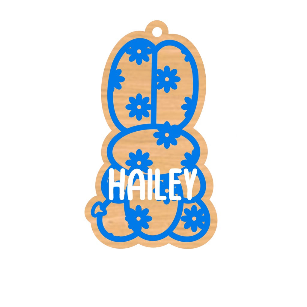 Personalized Daisy Balloon Bunny Magnet/Tag - Style 2