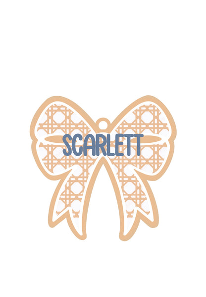 Personalized Rattan Bow Magnet/Tag