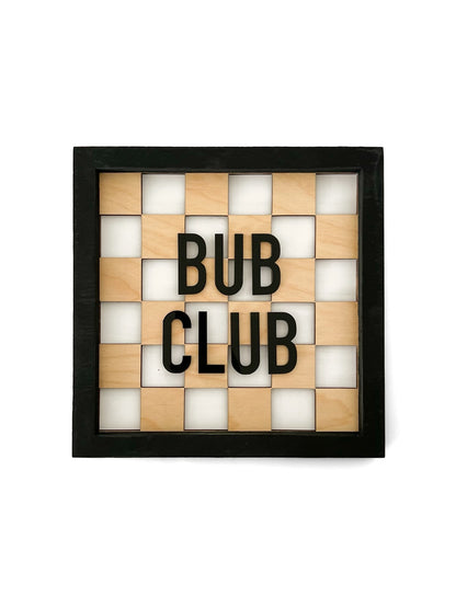 BUB CLUB Wood Check Layered Black Frame Sign