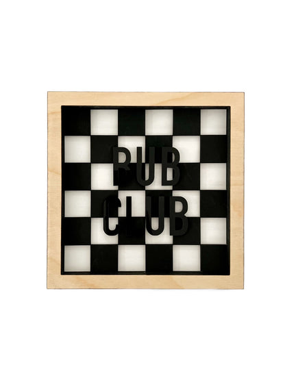 BUB CLUB Black Check Layered Frame Sign