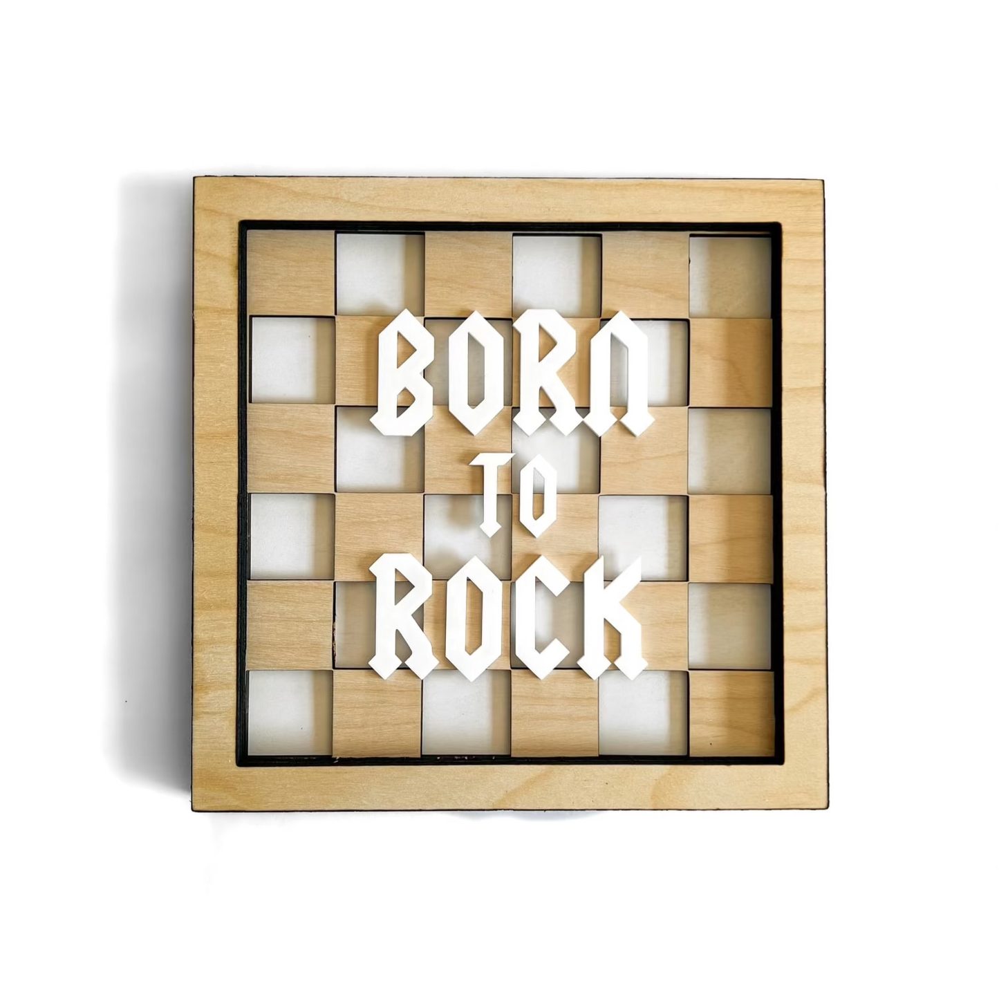 BORN TO ROCK Check Layered Frame Sign