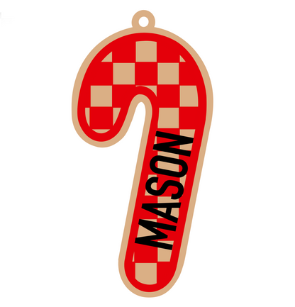 Personalized Check Candy Cane Magnet/Ornament/Tag