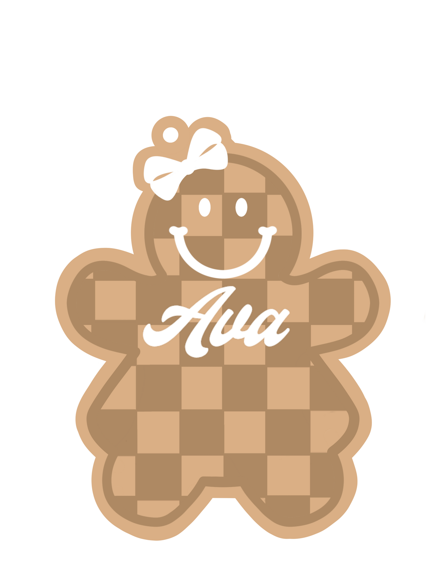 Personalized Check Girly Gingerbread Magnet/Ornament/Tag