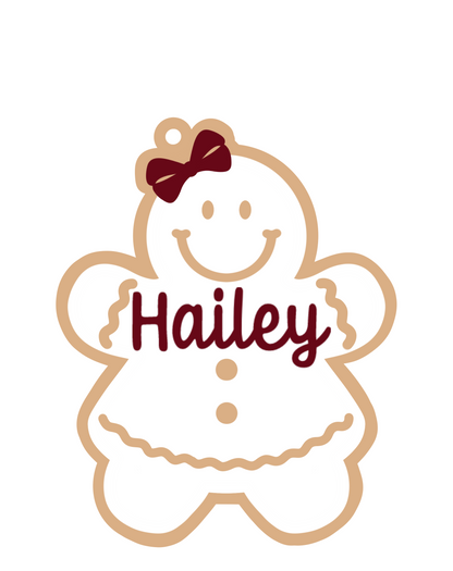 Personalized Girly Gingerbread Magnet/Ornament/Tag