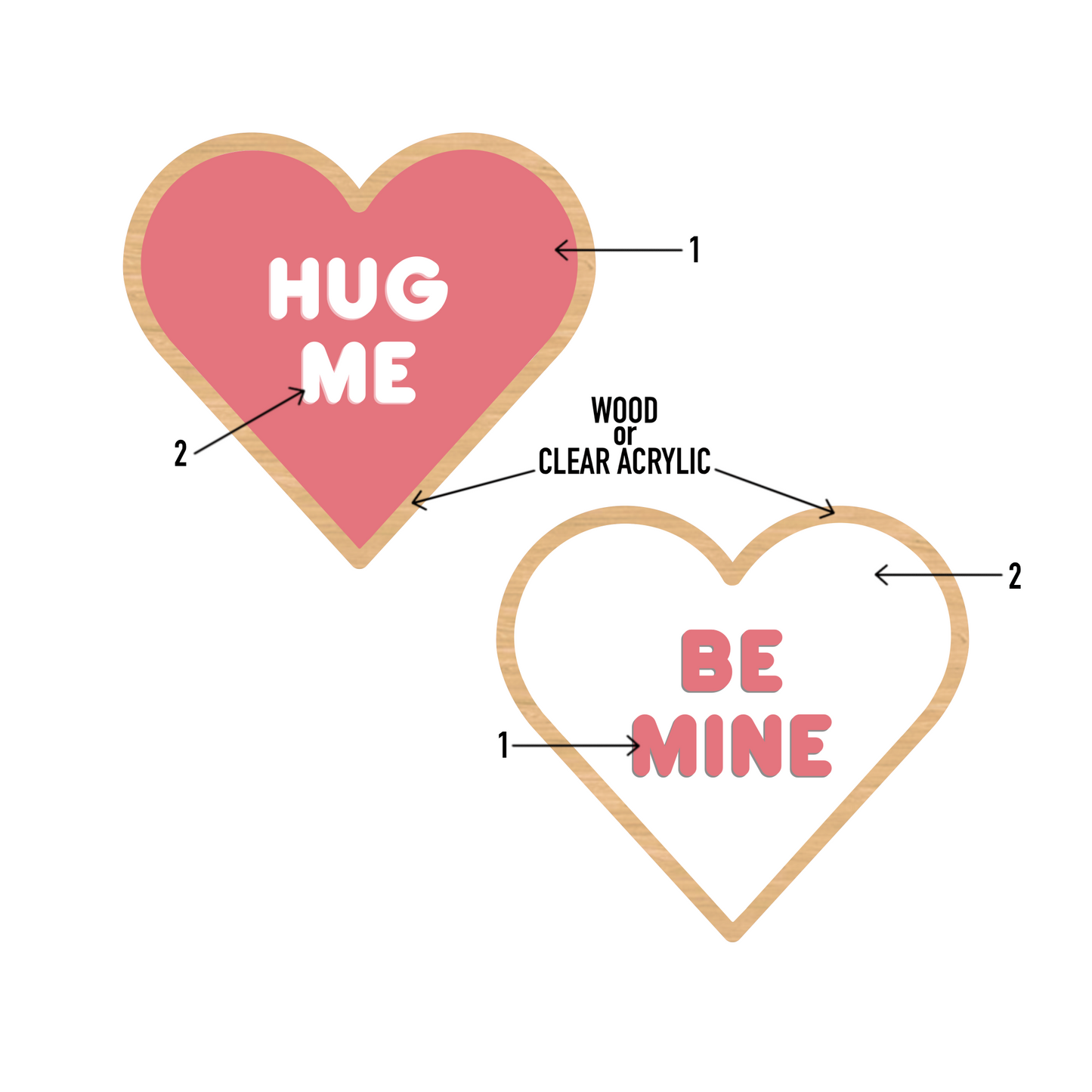 HUG ME/BE MINE Conversation Hearts