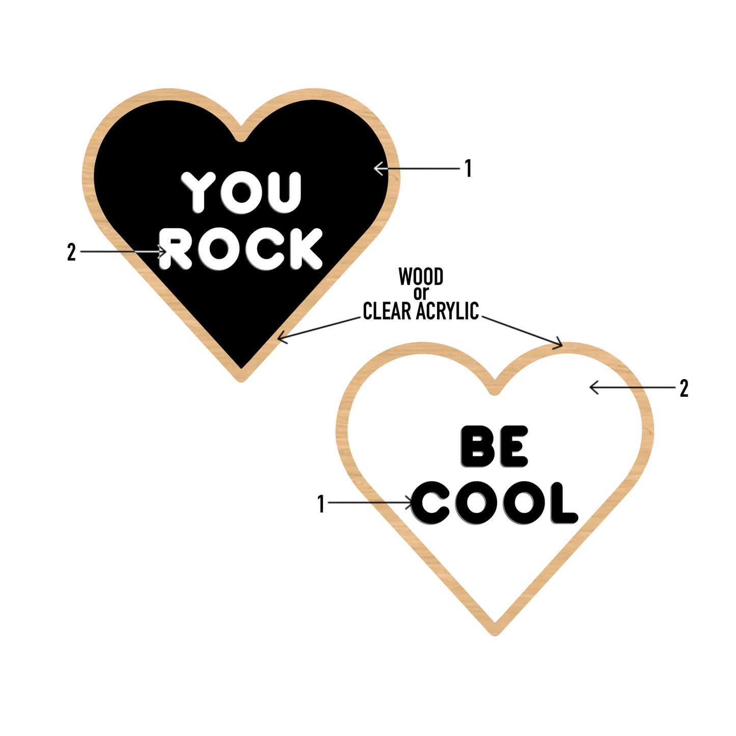 YOU ROCK/BE COOL Conversation Hearts