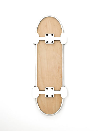 White Classic Skateboard Sign