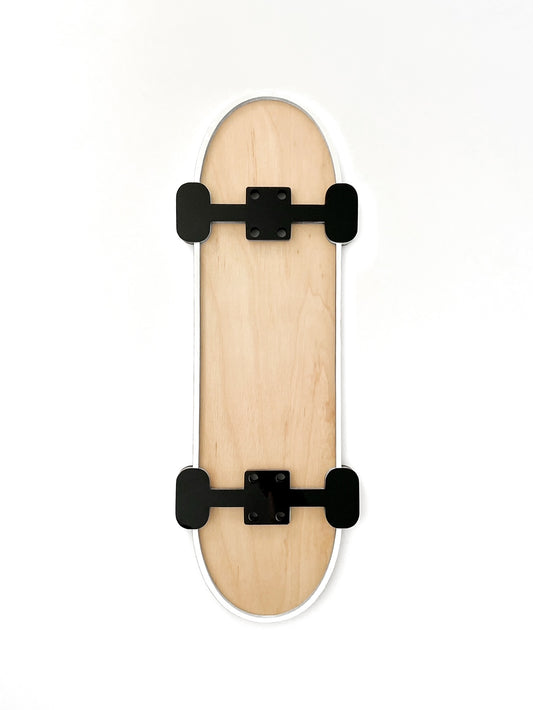 White Classic Skateboard Sign