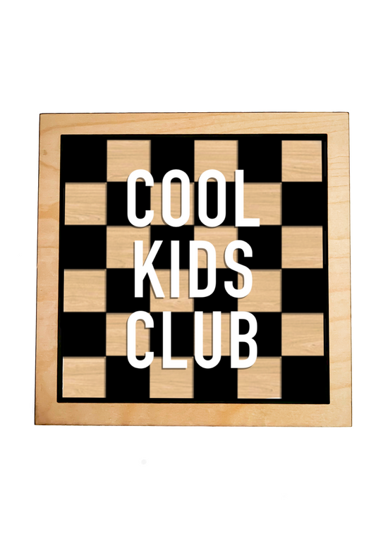 COOL KIDS CLUB Wood Check Layered Frame Sign