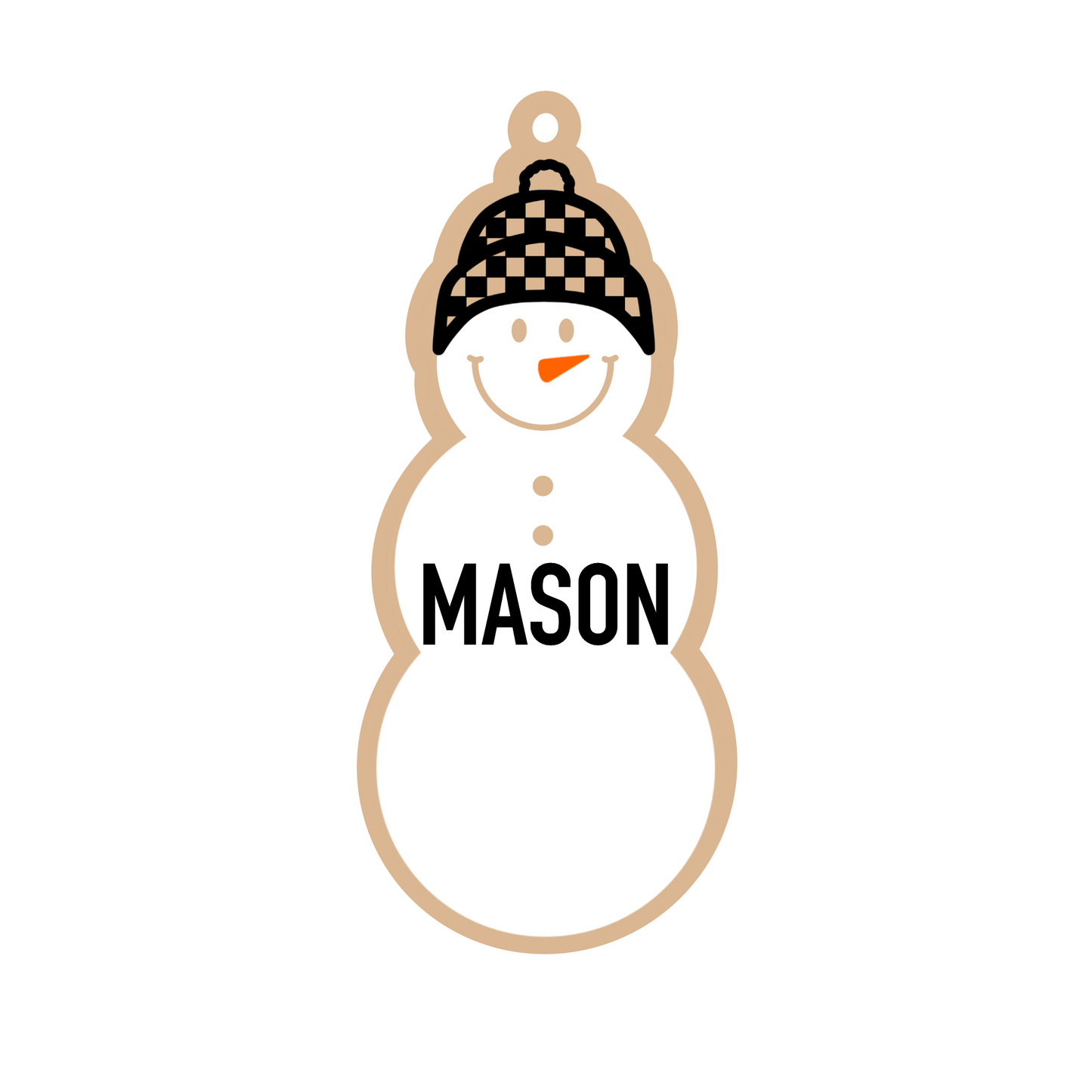Personalized Check Beanie Snowman Magnet/Ornament/Tag