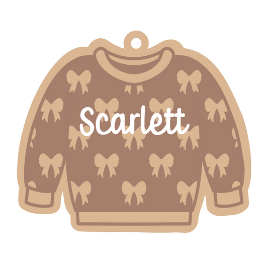 Personalized Bow Sweater Magnet/Ornament/Tag