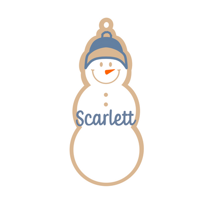 Personalized Beanie Snowman Magnet/Ornament/Tag