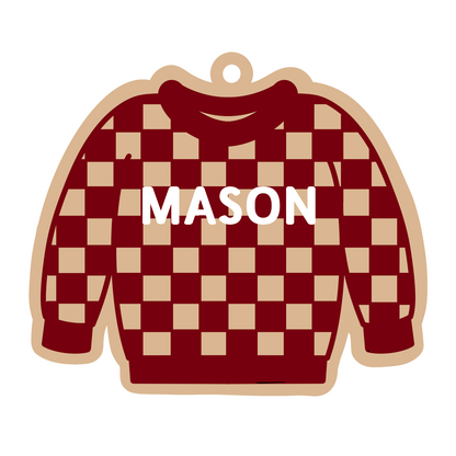 Personalized Check Sweater Magnet/Ornament/Tag