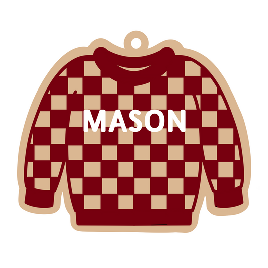 Personalized Check Sweater Magnet/Ornament/Tag