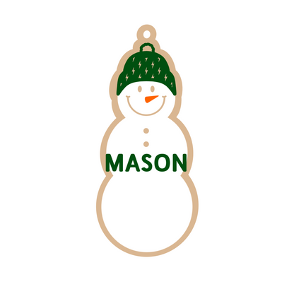 Personalized Bolts Beanie Snowman Magnet/Ornament/Tag