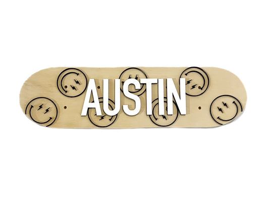 Bolt Smiley Personalized Mini Skateboard